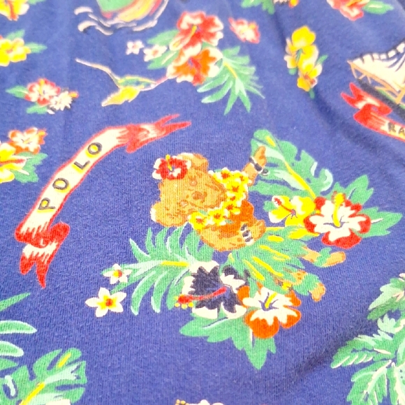 Polo Ralph Lauren Teddy Bear Hawaiian Floral As Is Sleep Jogger Pants Sailboat M - Picture 1 of 12